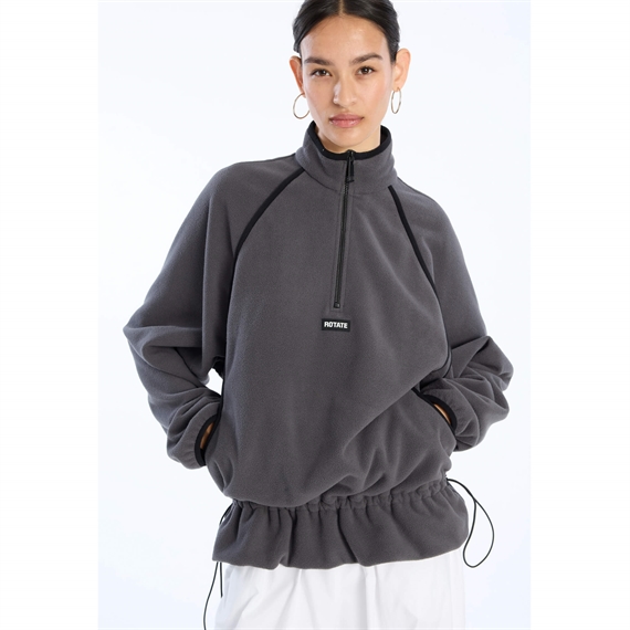   Rotate Fleece Half Zip Jakke, Gray Pinstripe